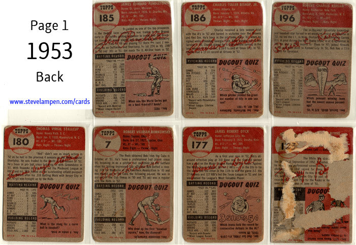 Year 1953 Cards Page 1