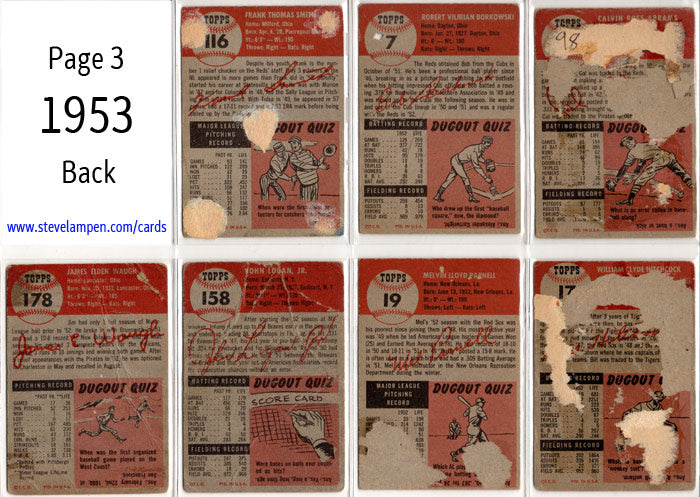 Year 1953 Cards Page 3
