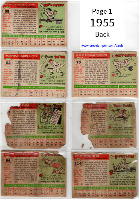 Year 1955 Cards Page 1
