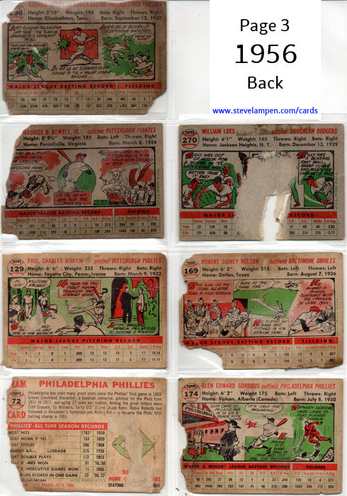 Year 1956 Cards Page 3