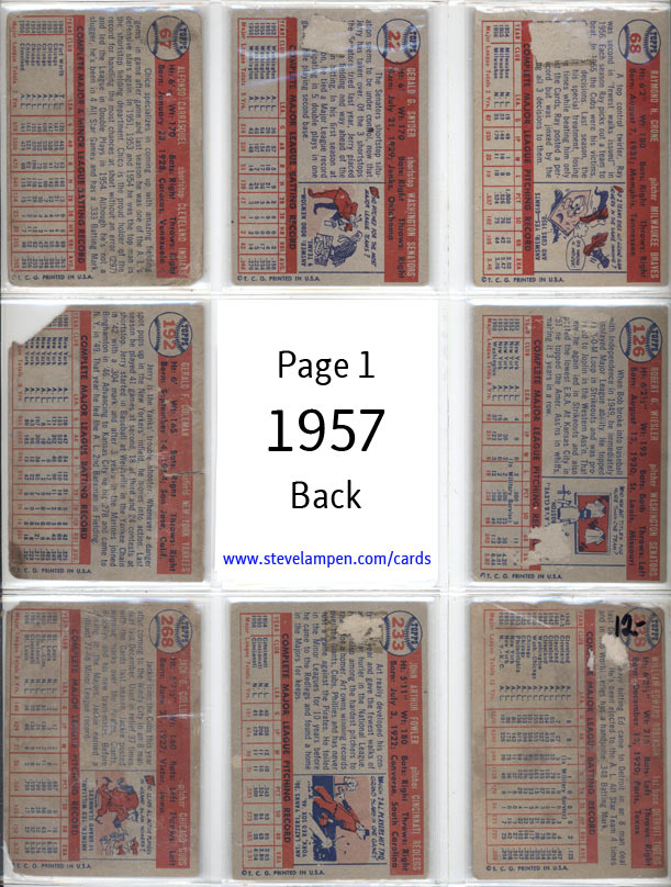 Year 1957 Cards Page 1