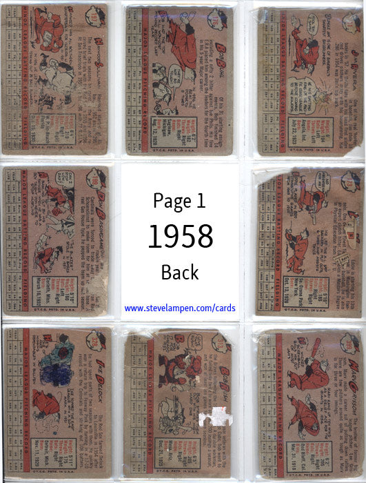 Year 1958 Cards Page 1
