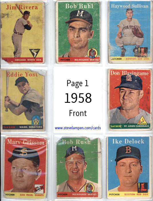 Year 1958 Cards Page 1