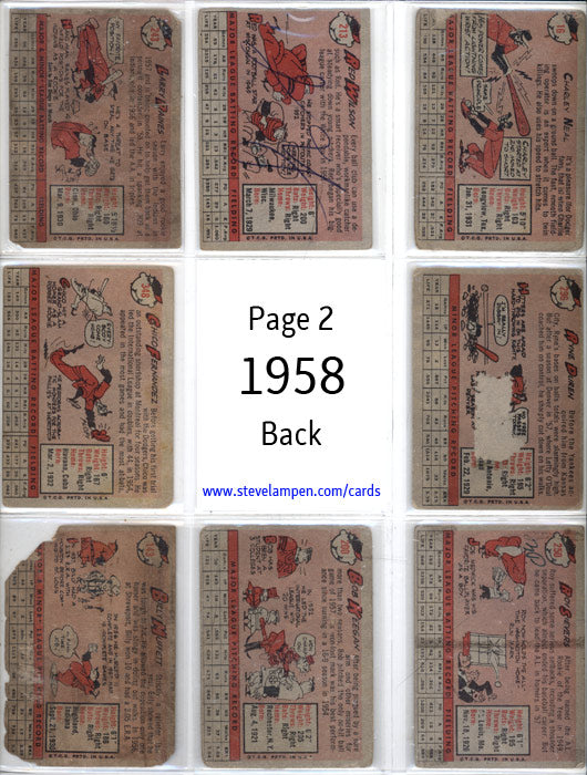 Year 1958 Cards Page 2