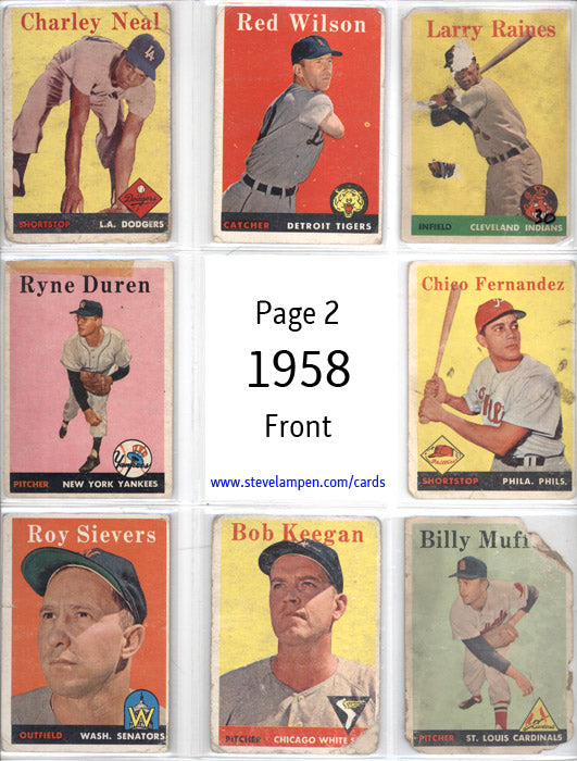 Year 1958 Cards Page 2