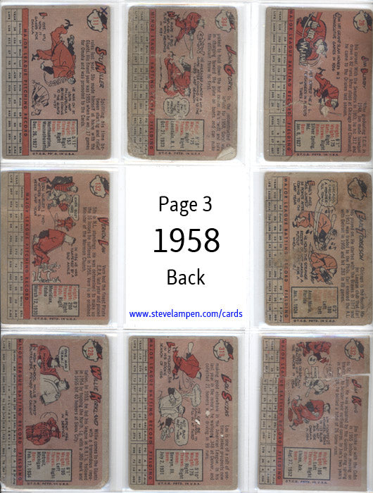 Year 1958 Cards Page 3