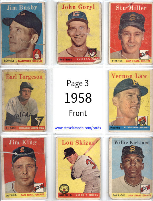 Year 1958 Cards Page 3