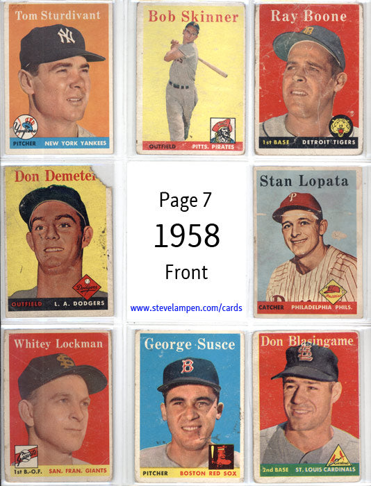 Year 1958 Cards Page 7