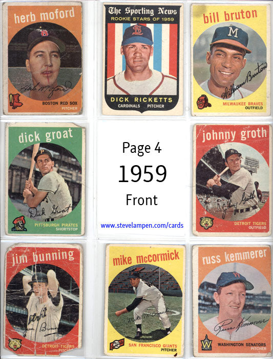 Year 1959 Cards Page 4