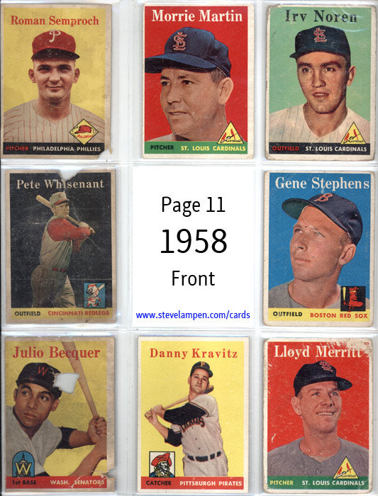 Year 1958 Cards Page 11