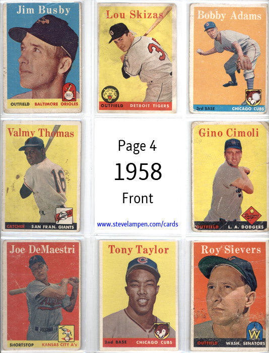 Year 1958 Cards Page 4