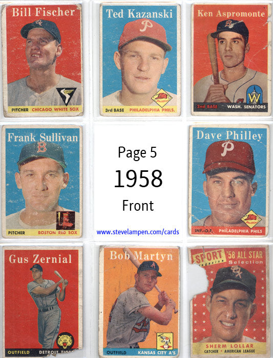 Year 1958 Cards Page 5