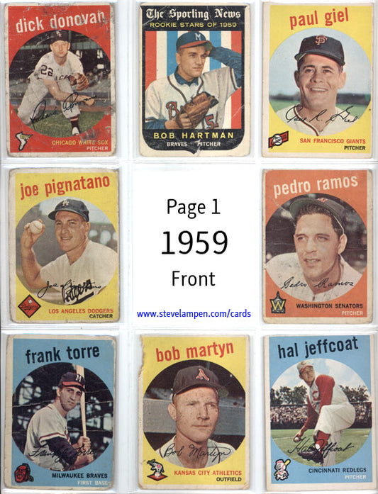 Year 1959 Cards Page 1