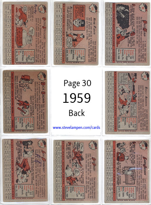 Year 1959 Cards Page 30