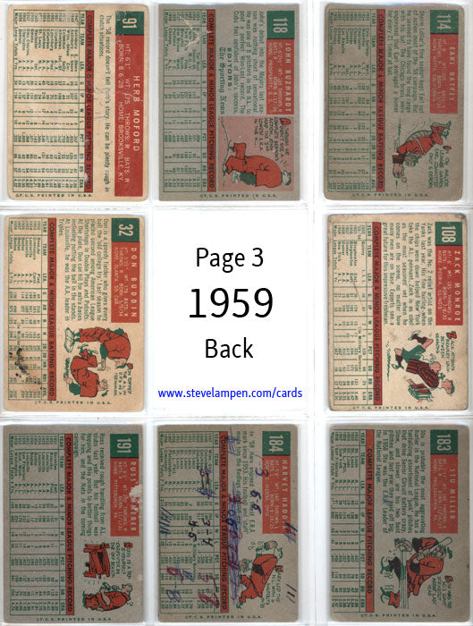 Year 1959 Cards Page 3