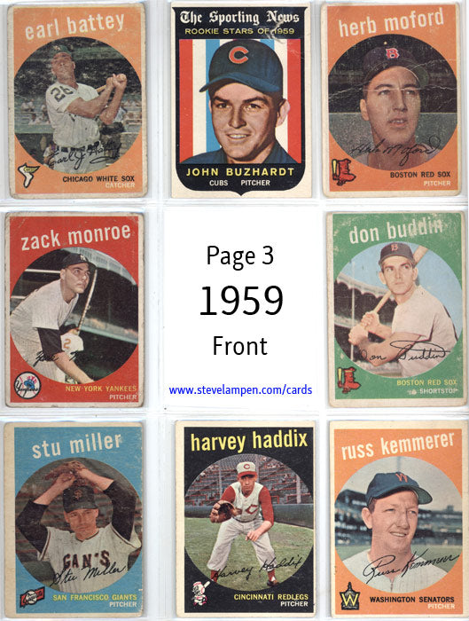 Year 1959 Cards Page 3