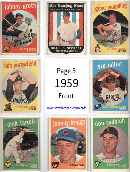 Year 1959 Cards Page 5